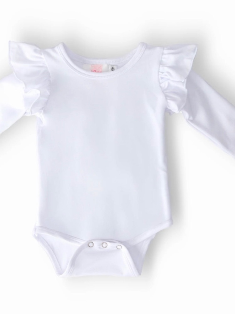 Mila & Rose White Ruffle-Sleeve Baby Bodysuit
